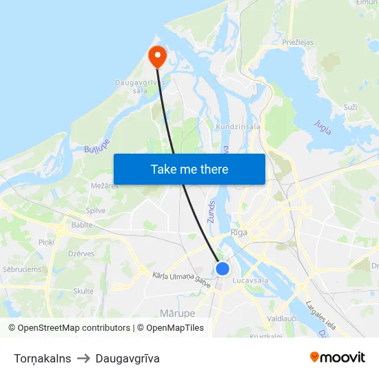 Torņakalns to Daugavgrīva map