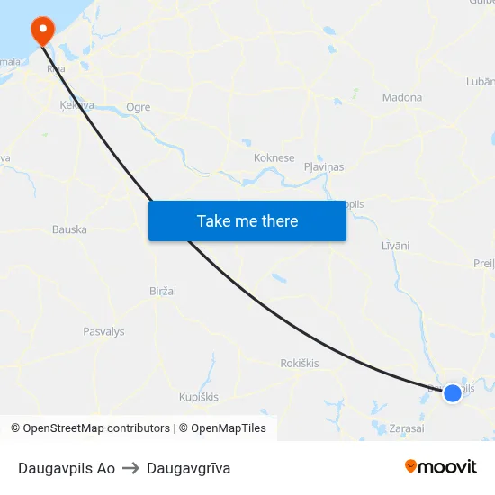 Daugavpils Ao to Daugavgrīva map