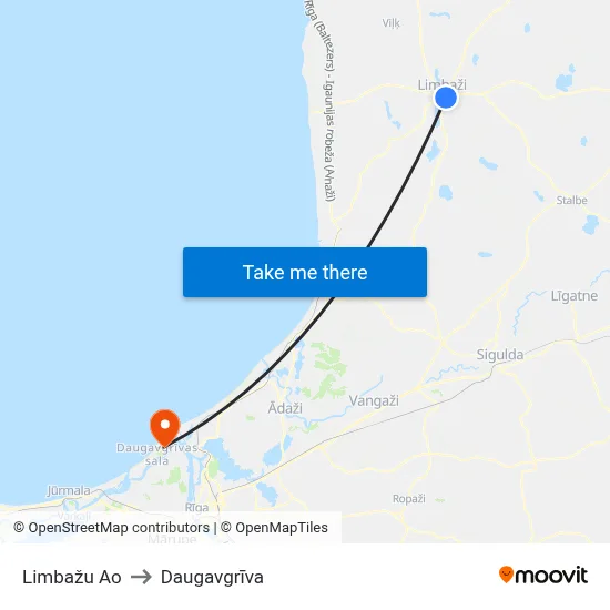 Limbažu Ao to Daugavgrīva map