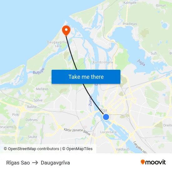 Rīgas Sao to Daugavgrīva map