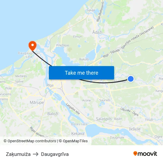 Zaķumuiža to Daugavgrīva map