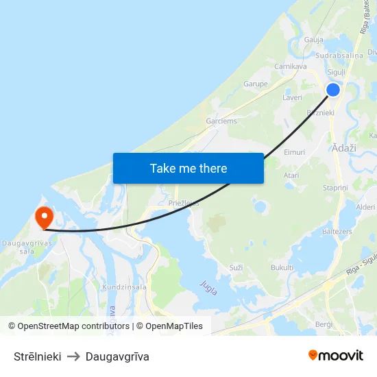 Strēlnieki to Daugavgrīva map