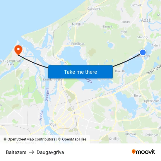 Baltezers to Daugavgrīva map
