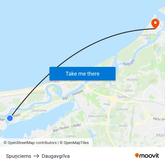 Spuņciems to Daugavgrīva map