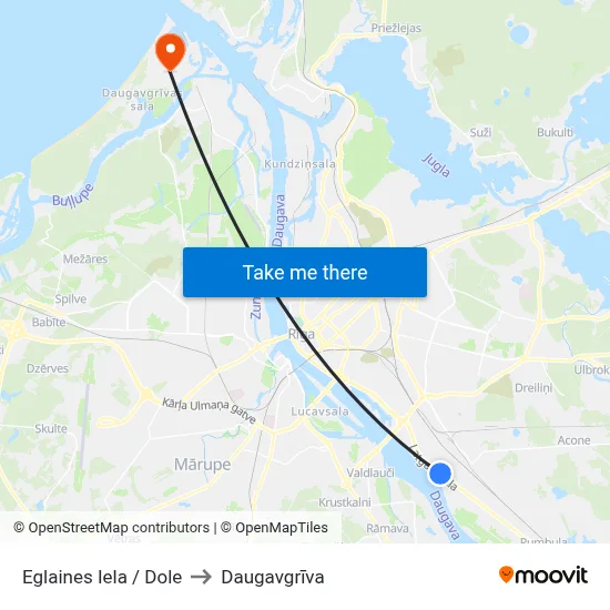 Eglaines Iela / Dole to Daugavgrīva map