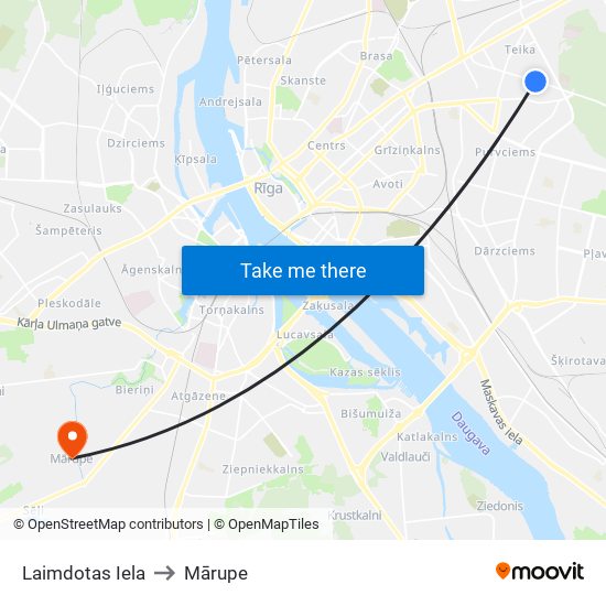 Laimdotas Iela to Mārupe map