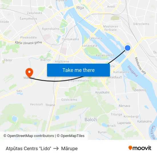 Atpūtas Centrs "Lido" to Mārupe map