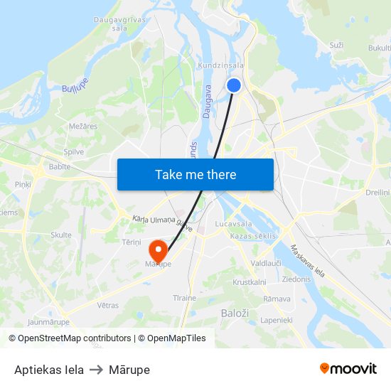 Aptiekas Iela to Mārupe map