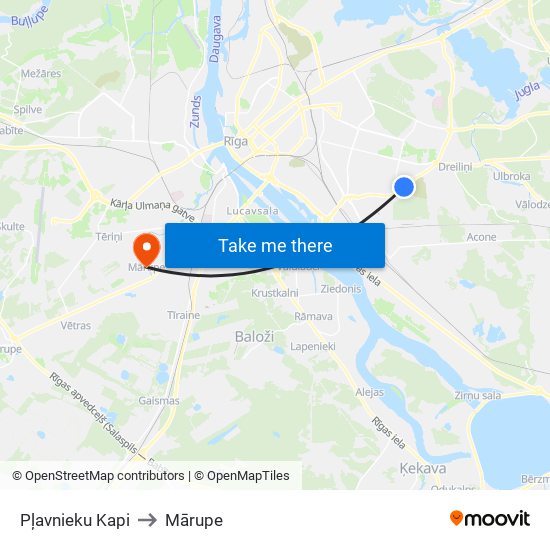 Pļavnieku Kapi to Mārupe map