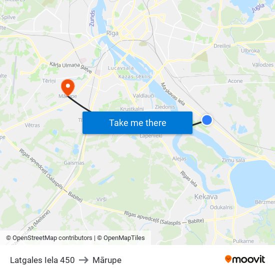 Latgales Iela 450 to Mārupe map