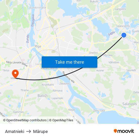 Amatnieki to Mārupe map