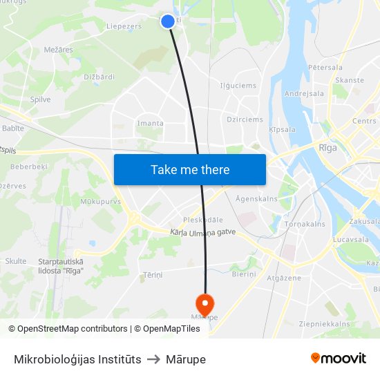 Mikrobioloģijas Institūts to Mārupe map