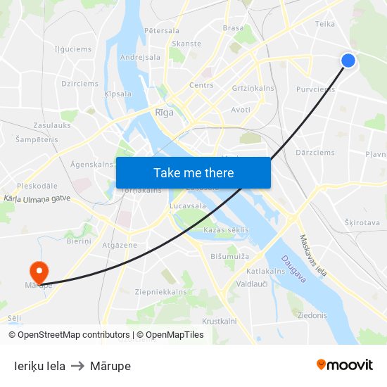 Ieriķu Iela to Mārupe map