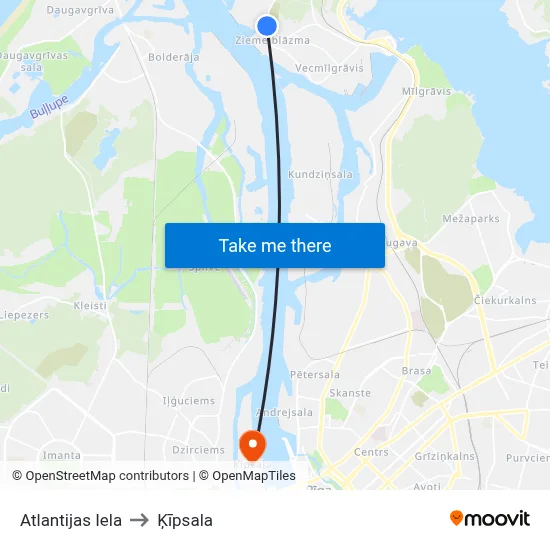Atlantijas Iela to Ķīpsala map