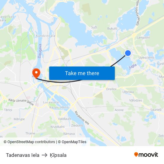 Tadenavas Iela to Ķīpsala map