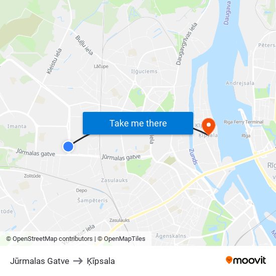 Jūrmalas Gatve to Ķīpsala map