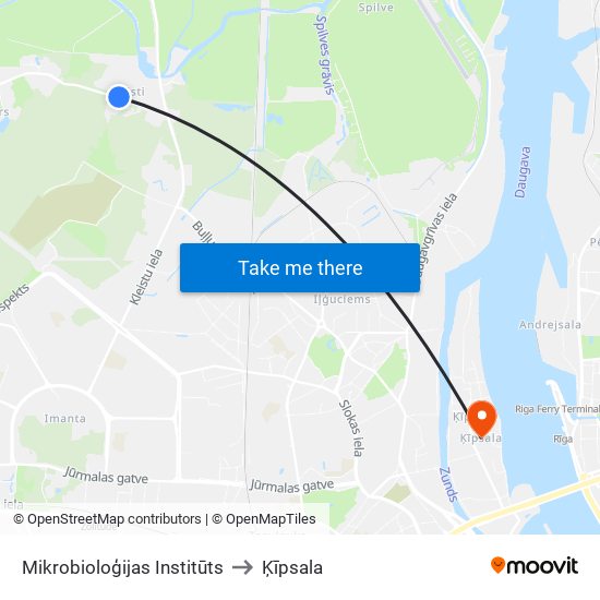 Mikrobioloģijas Institūts to Ķīpsala map