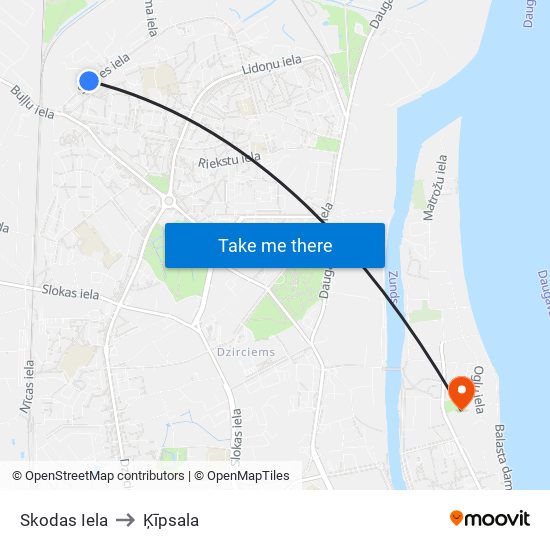 Skodas Iela to Ķīpsala map