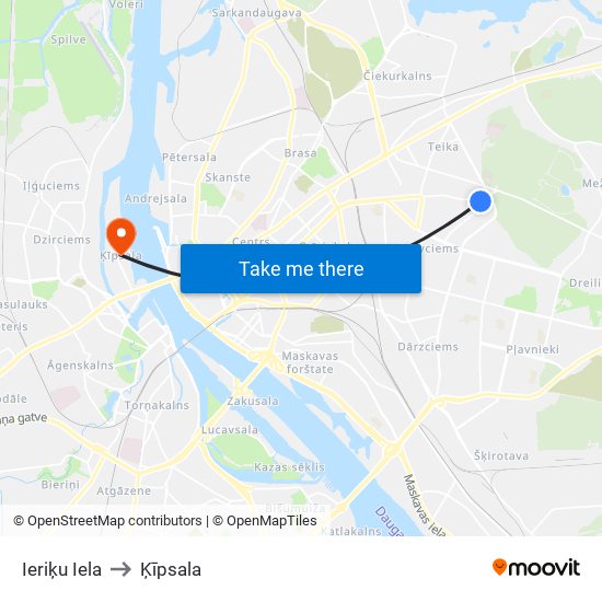 Ieriķu Iela to Ķīpsala map