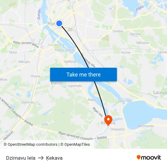Dzirnavu Iela to Ķekava map
