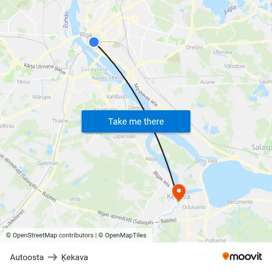 Autoosta to Ķekava map