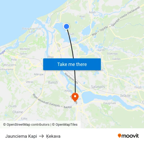 Jaunciema Kapi to Ķekava map