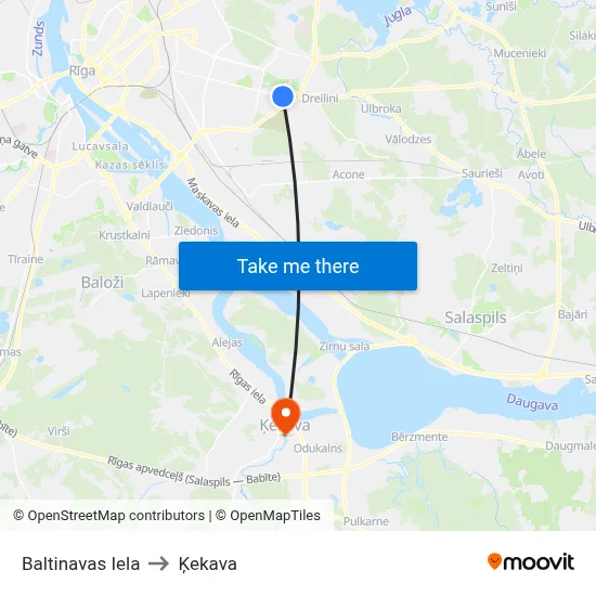 Baltinavas Iela to Ķekava map