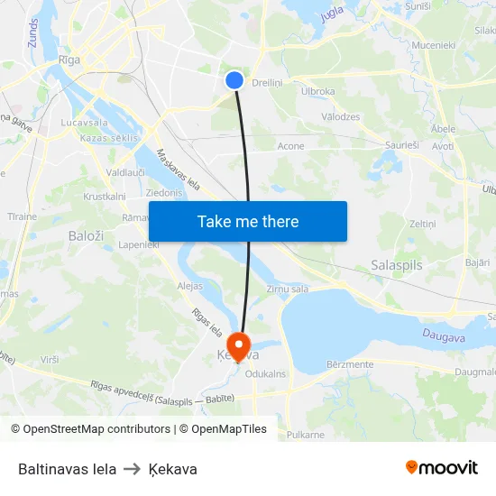 Baltinavas Iela to Ķekava map