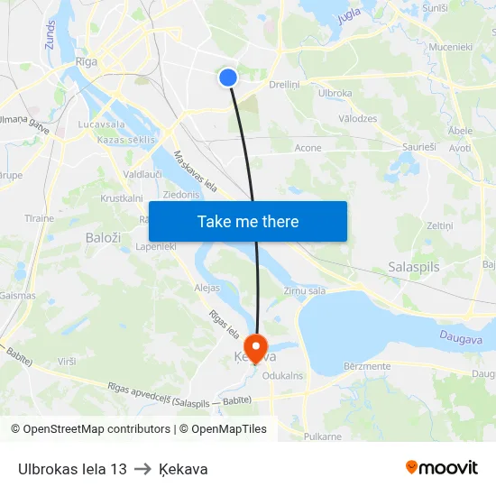Ulbrokas Iela 13 to Ķekava map