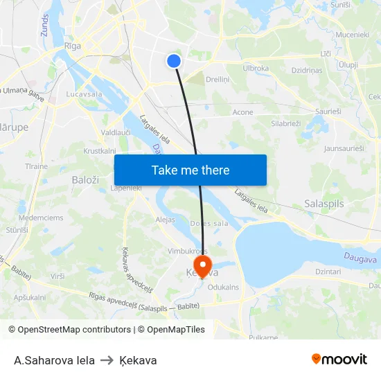 A.Saharova Iela to Ķekava map