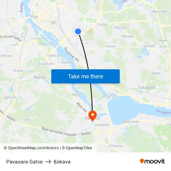 Pavasara Gatve to Ķekava map