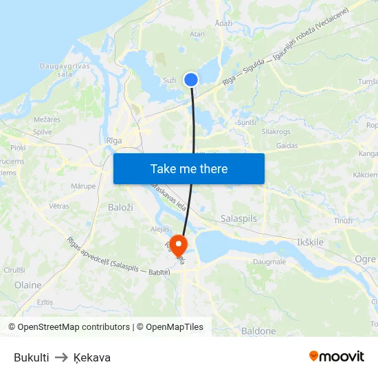 Bukulti to Ķekava map