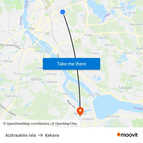 Aizkraukles Iela to Ķekava map