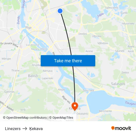 Linezers to Ķekava map