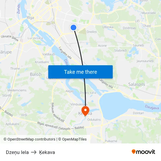 Dzeņu Iela to Ķekava map