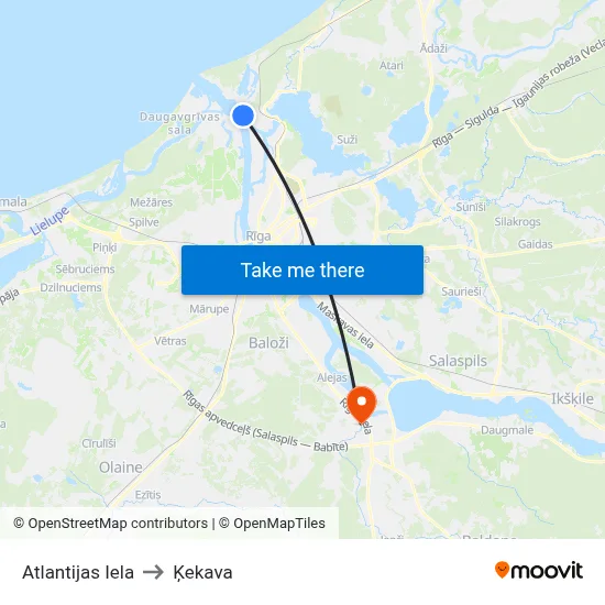 Atlantijas Iela to Ķekava map