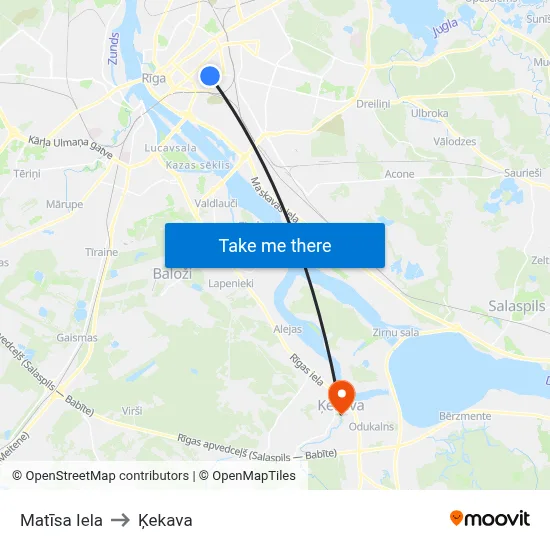 Matīsa Iela to Ķekava map