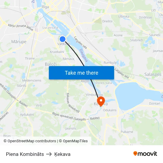 Piena Kombināts to Ķekava map