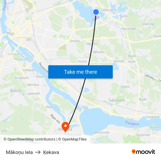 Mākoņu Iela to Ķekava map