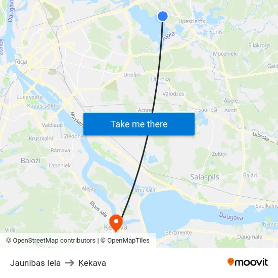 Jaunības Iela to Ķekava map