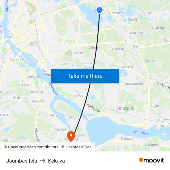 Jaunības Iela to Ķekava map