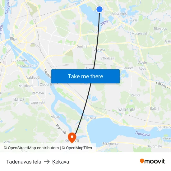 Tadenavas Iela to Ķekava map