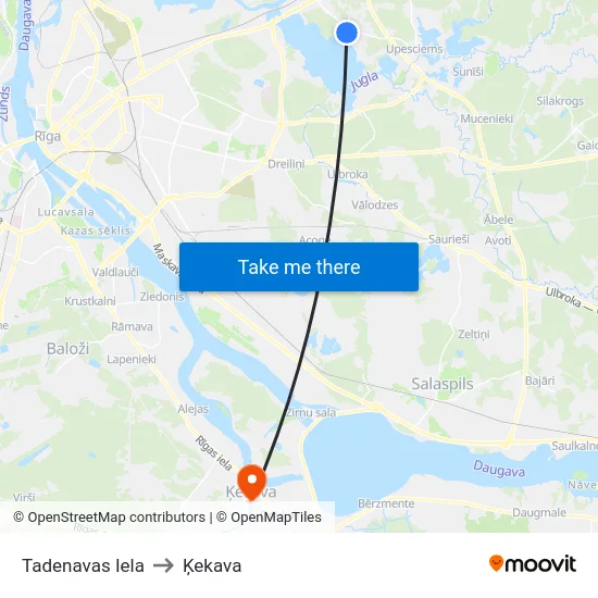 Tadenavas Iela to Ķekava map