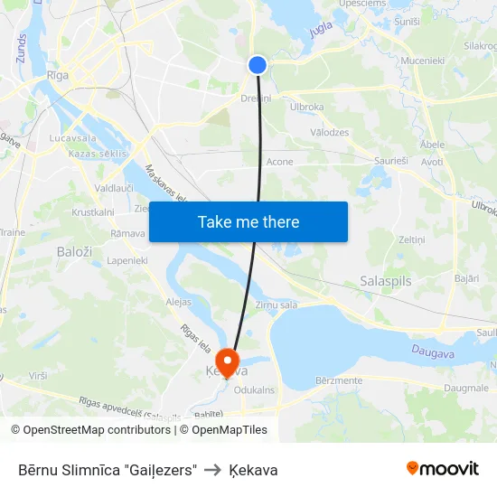 Bērnu Slimnīca "Gaiļezers" to Ķekava map