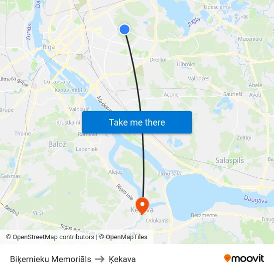 Biķernieku Memoriāls to Ķekava map