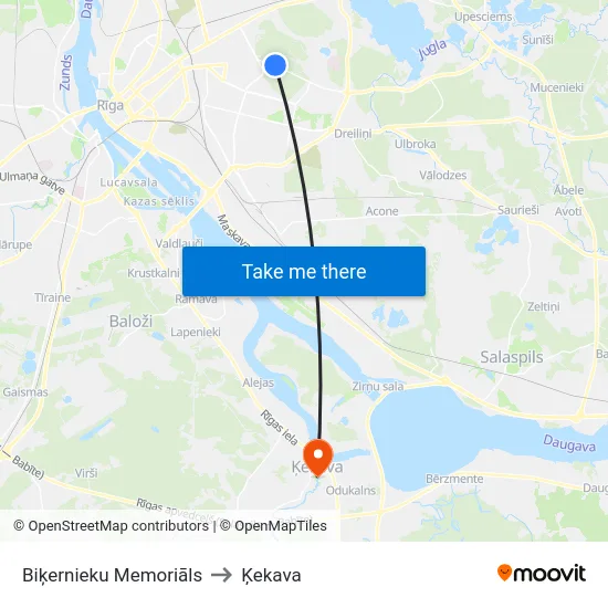 Biķernieku Memoriāls to Ķekava map