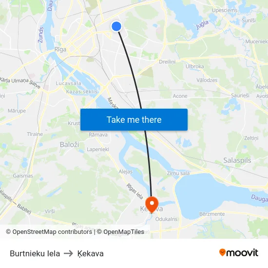 Burtnieku Iela to Ķekava map