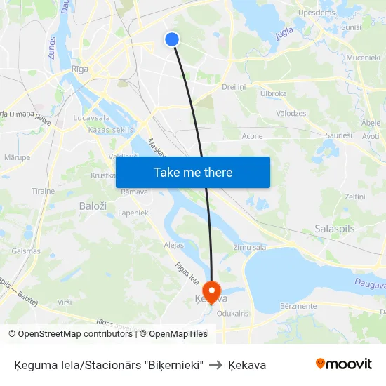 Ķeguma Iela/Stacionārs "Biķernieki" to Ķekava map
