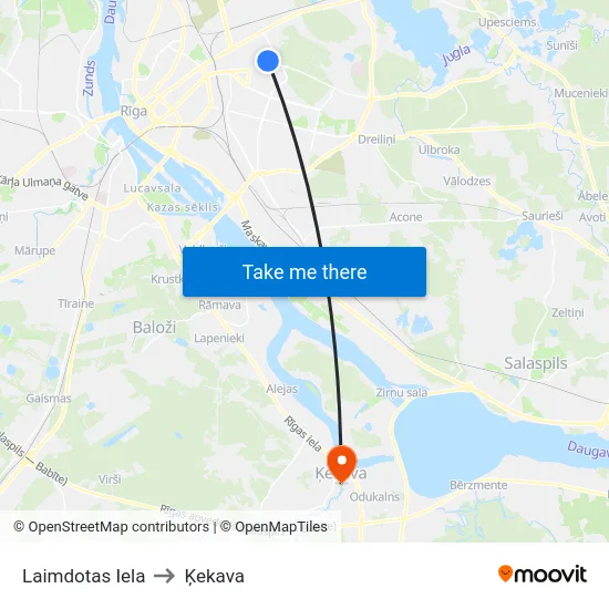 Laimdotas Iela to Ķekava map