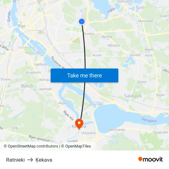 Ratnieki to Ķekava map